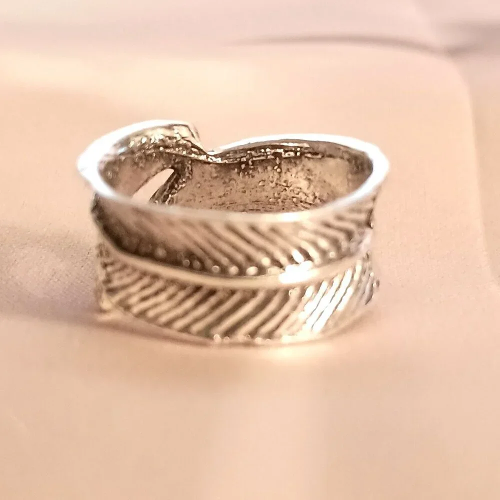 Boho Silver Leaf Wrap Turquoise Ring Size 5 New Nature Inspired Statement Gift - Picture 4 of 5
